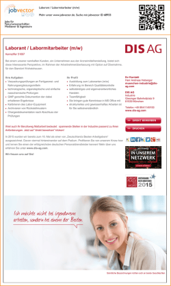 Laborant / Labormitarbeiter (m/w)