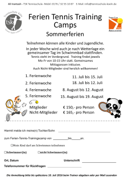 11. bis 15. Juli - TSK Tennisschule Köln