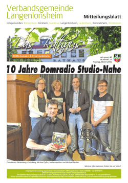 Mitteilungsblatt der VG - Verbandsgemeinde Langenlonsheim