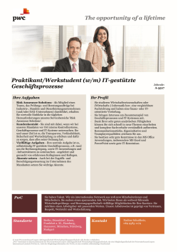 IT-gest&uuml;tzte Gesch&auml;ftsprozesse, PricewaterhouseCoopers AG (PwC)