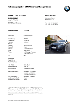 Fahrzeugangebot BMW Gebrauchtwagenbörse BMW 118d 5