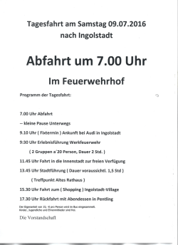 Der Eigenanteil von 15,- € pro Person wird im Bus eingesammelt