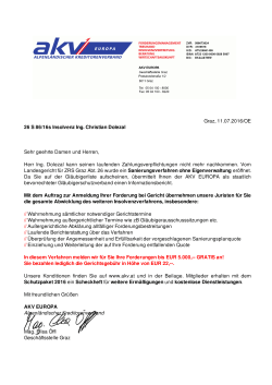 Graz, 11.07.2016/OE 26 S 86/16s Insolvenz Ing. Christian Dolezal