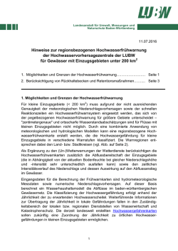 Hinweise zur regionsbezogenen Hochwasserfr&uuml;hwarnung