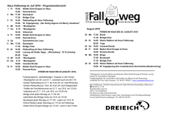 Haus Falltorweg im Juli 2016 - Programm&uuml;bersicht