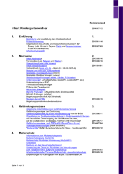 Inhalt Kindergartenordner - Arbeitssicherheit und