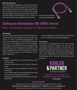 Software Entwickler 80-100% (m/w) - s-p.ch