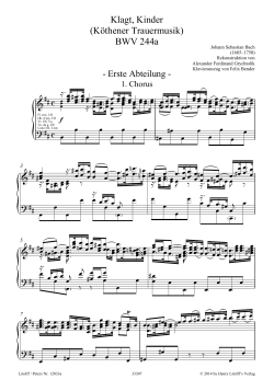 Klagt, Kinder (Köthener Trauermusik) BWV 244a