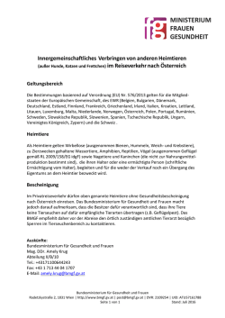Innergemeinschaftliches Verbringen von anderen Heimtieren