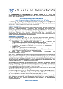 einer wissenschaftlichen Mitarbeiterin/ eines wissenschaftlichen