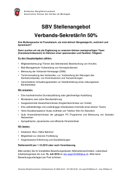 SBV Stellenausschreibung Sekretär/in (50%)