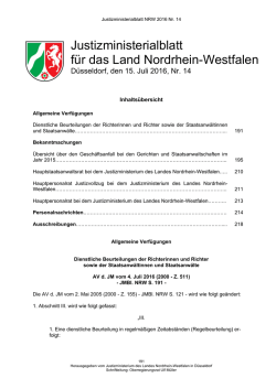 JMBl. Ausgabe Nr. 14 v. 15. Juli 2016 - NRW-Justiz