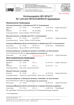 Vorlesungsplan SoSe 2016 für Lehramt Gymnasium