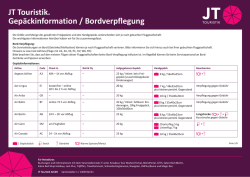 JT Touristik. Gep&auml;ckinformation / Bordverpflegung