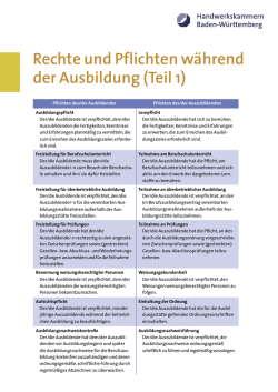 Rechte und Pflichten während der Ausbildung - Handwerks