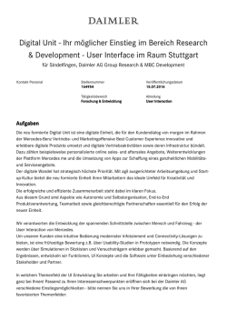 Digital Unit - Ihr m&ouml;glicher Einstieg im Bereich Research