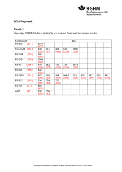 DGUV-Regelwerk Tabelle 1: ehemalige BGHM