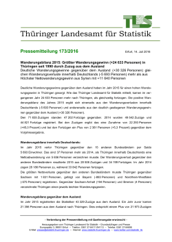 Pressemitteilung 173/2016 - Thüringer Landesamt für Statistik