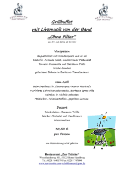 Grillbuffet mit Livemusik von der Band &bdquo;Ohne Filter&ldquo;