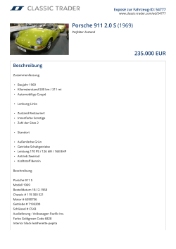 Porsche 911 2.0 S (1969) 235.000 EUR