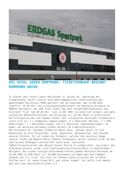 HFC-Spiel gegen Dortmund: Ticketverkauf beginnt