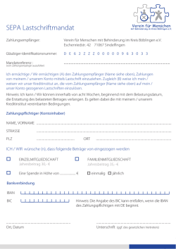 SEPA Lastschriftmandat - Verein für Menschen mit Behinderung im