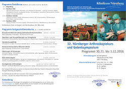 32. Nürnberger Arthroskopiekurs und Gelenksymposium Programm