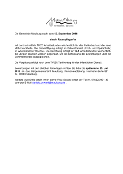 Die Gemeinde Maulburg sucht zum 12. September 2016 eine/n