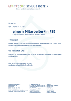 eine/n Mitarbeiter/in FSJ