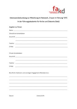Interessensbekundung zur Mitwirkung im Netzwerk &bdquo;Frauen in