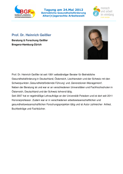 Curriculum Vitae - Prof. Dr. Heinrich Geißler