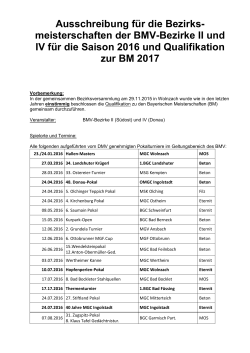 Ausschreibung Bezirksrangliste 2016