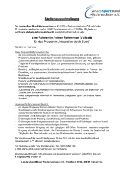 Stellenausschreibung - Landessportbund Niedersachsen