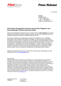 Flint Group Flexographic Products ernennt Rico Hagedorn zum