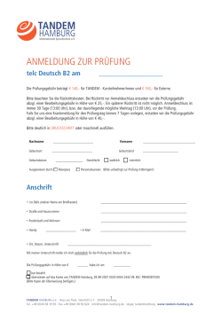 Jetzt anmelden! - TANDEM Hamburg