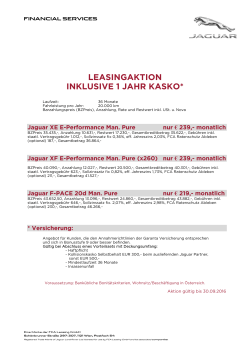 LEASINGAKTION Leasing inkl. 1 Jahr Kasko ab € 219,- im
