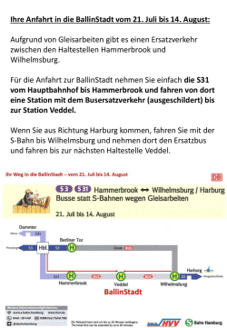 Ihre Anfahrt in die BallinStadt vom 21. Juli bis 14. August: Aufgrund