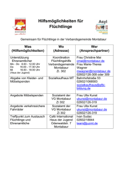 Hilfsm&ouml;glichkeiten f&uuml;r Fl&uuml;chtlinge