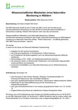 Wissenschaftlicher Mitarbeiter (m/w) Naturnähe