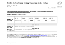 Plan für die Abnahme der Zentralprüfungen des Goethe