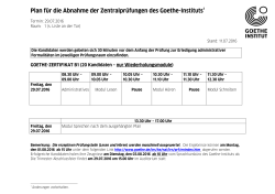 Plan für die Abnahme der Zentralprüfungen des Goethe