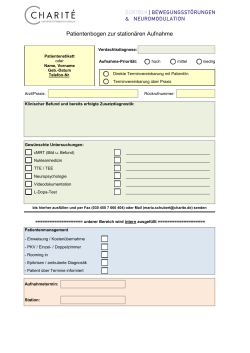 Patientenbogen zur stationären Aufnahme