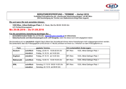 Infoblatt - Pr&uuml;fungstermine Herbst 2016