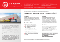Fachberater Arbeitsschutz im Innendienst (m/w) E.W. NEU GmbH