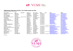 Mitgliederliste VUSH Stand Juli 2016 / List of VUSH members Juli