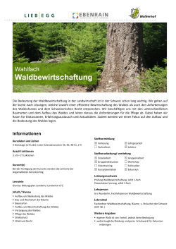 Waldbewirtschaftung - Landwirtschaftliches Zentrum Liebegg