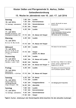 Gottesdienstplan