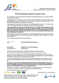 IFA Anti-Doping Program Consent Form