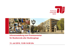 Infoveranstaltung zum Praxissemester f&uuml;r Studierende aller