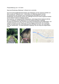 Pressemitteilung vom 11.07.2016 Sperrung Wanderweg „Malerweg